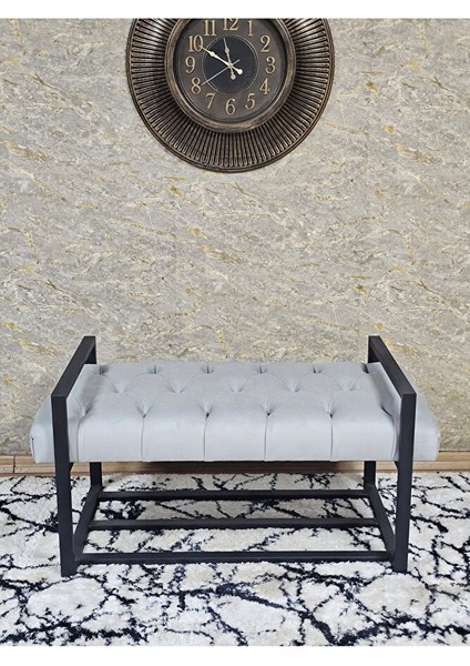 Siyah Boyalı Metal 80 cm Puf Bench - Antre Puf - Hol Bench - Puf - Oturak - Bench Gri Renk 90 x 45 Boyut/ebat fiyatları