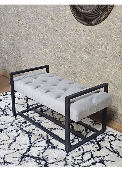 Siyah Boyalı Metal 80 cm Puf Bench - Antre Puf - Hol Bench - Puf - Oturak - Bench Gri Renk 90 x 45 Boyut/ebat fırsatları