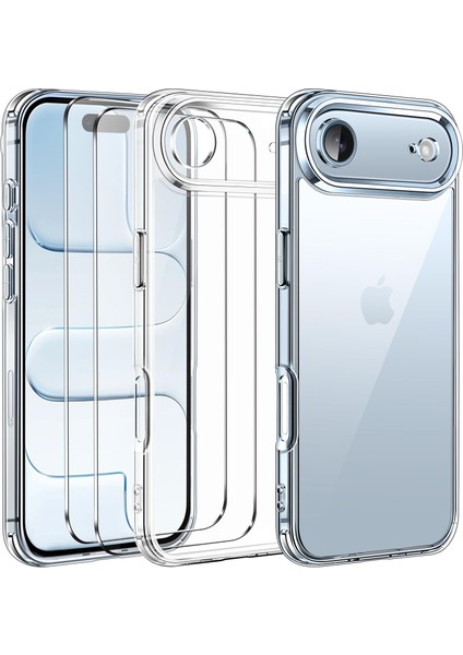 iPhone Air Şeffaf Kılıf Silikon / Cam Ekran Koruyucu Seti