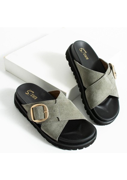 Tekstil-Nappa Hafif Comfort Kadın Haki Terlik 25Y-1484 fırsatları