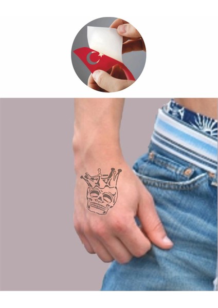 Kral Kuru Kafa Iskelet Tattoo Geçici Dövme Şablonları Kına Kalıpları fiyatları