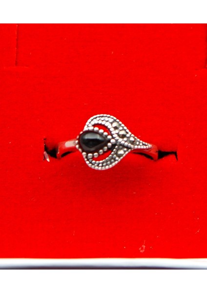 925 Ayar Kadın Gümüş Oltu Taşı Yüzük SY00055