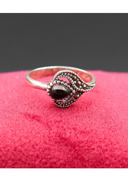 925 Ayar Kadın Gümüş Oltu Taşı Yüzük SY00055 fiyatları