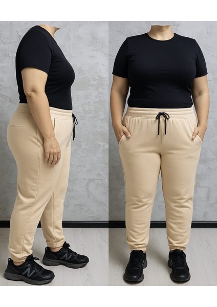 BSBYN-2310 Büyük Beden Kemer Paça Ribana Bayan Eşofman