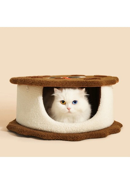 Bisküvili Model Kedi Evi Yumuşak Kedi Yatağı