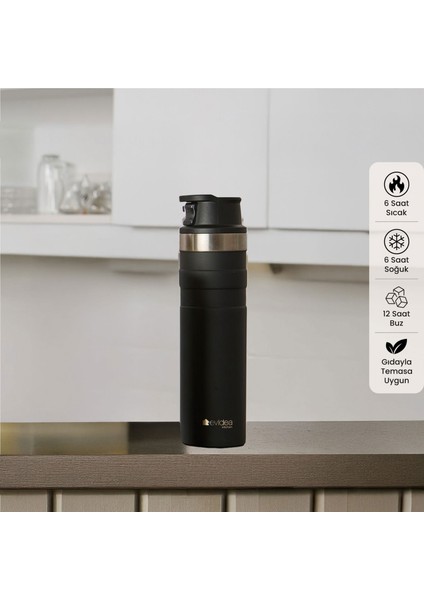 Kitchen Bireysel Termos - Siyah - 600 ml