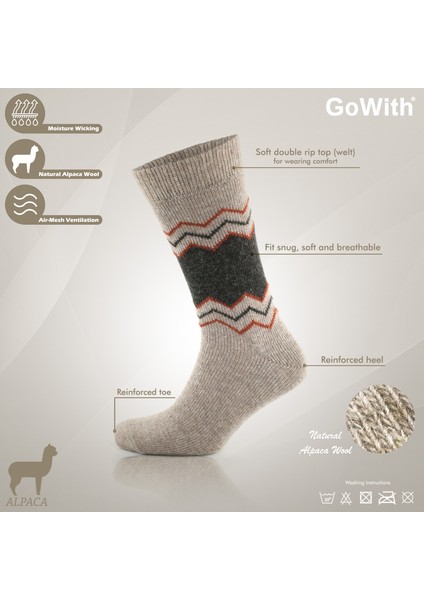 Alpaka Yünlü Zikzak Desenli Termal Kışlık Çorap 3099 fırsatları