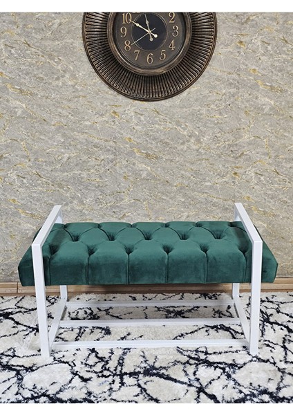 Beyaz Boyalı Metal 80 cm Puf Bench - Antre Puf - Hol Bench - Puf - Oturak - Bench Yeşil Renk 90 x 45 Boyut/ebat fiyatları