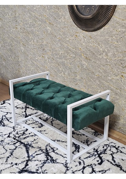 Beyaz Boyalı Metal 80 cm Puf Bench - Antre Puf - Hol Bench - Puf - Oturak - Bench Yeşil Renk 90 x 45 Boyut/ebat fırsatları
