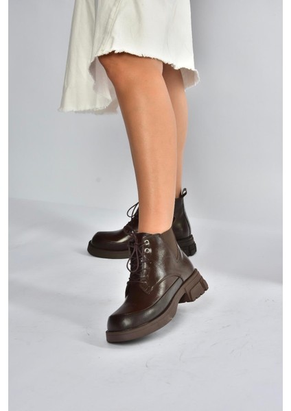 V312400309 Kahverengi Kalın Tabanlı Bağcıklı Kadın Bot fırsatları
