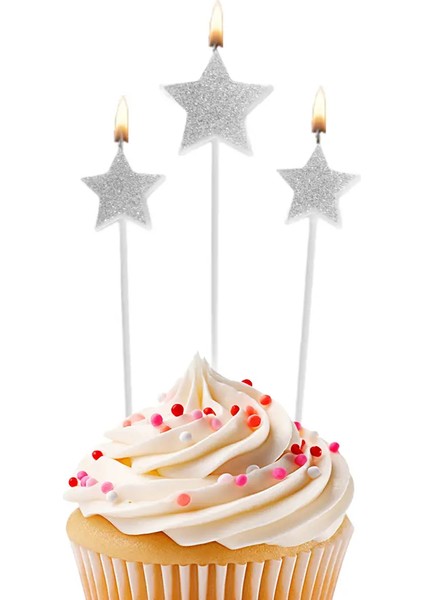 Gümüş Yıldızlar Mum Seti