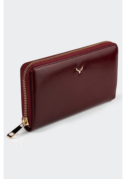 Hakiki Deri, El Yapımı, Kadın Cüzdan, Fermuarlı, 12 Kart Yuvalı, 5111 Koyu Kırmızı fiyatları