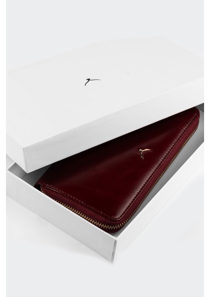 Hakiki Deri, El Yapımı, Kadın Cüzdan, Fermuarlı, 12 Kart Yuvalı, 5111 Koyu Kırmızı indirimleri