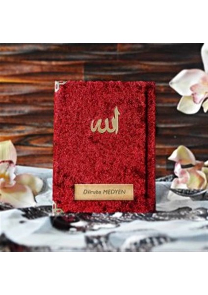 Çanta Boy 128 Sayfa Kadife Kaplı Yasin - Kırmızı Yasin Kitabı - Kırmızı Kadife Yasin - Sesli Yasin