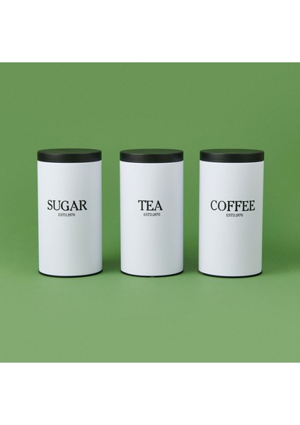 Metal 3'lü Saklama Kabı - Beyaz / Siyah fiyatları