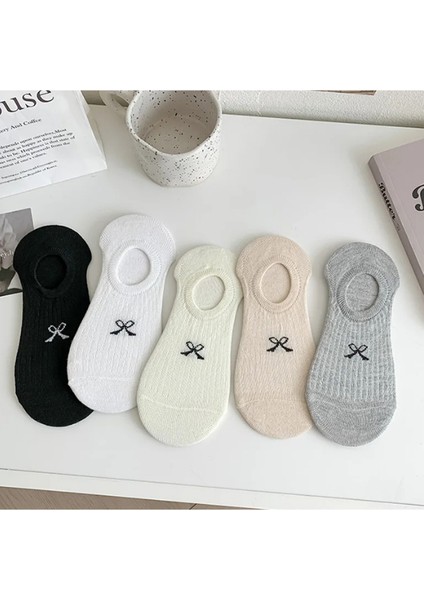 5' Çift Kadın Soft Renkli Görünmez Likralı ve Pamuklu Patik,babet Çorap