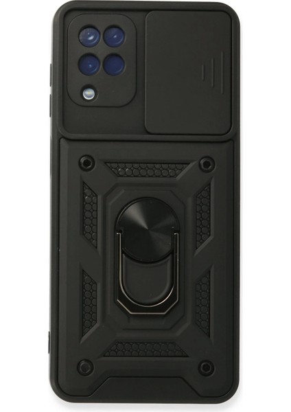 Bfs Samsung Galaxy A22 Kılıf Pars Lens Yüzüklü Silikon - Siyah