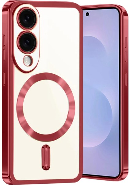 Samsung Galaxy S25 Edge Için Magsafe ile Uyumlu Kılıf Kamera Lensli Korumalı Şeffaf Silikon Kapak