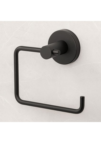 Siyah Kapaksız Wc Kağıt Aparatı Vidalı Paslanmaz Metal Duvar Tipi Tuvalet Kağıtlık Banyo Aksesuarı