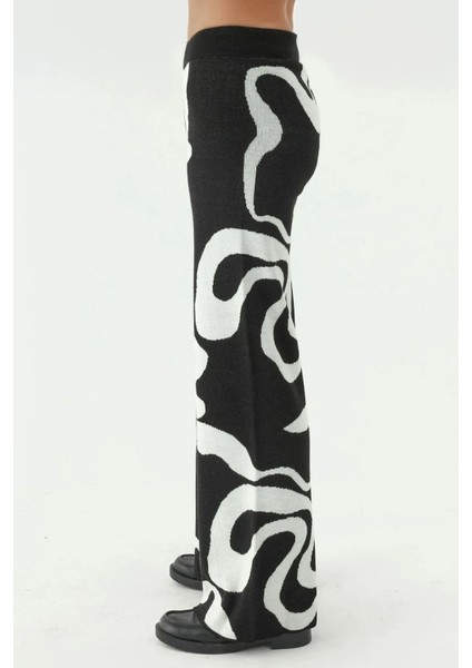 Kadın Soyut Triko Pantolon Siyah