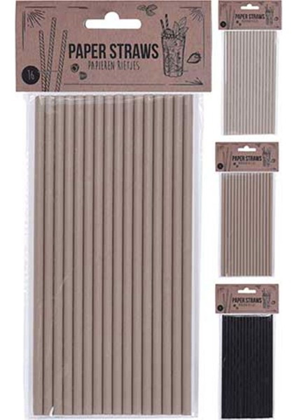 Houseware 16'lı Kağıt Pipet - Asorti - 20 cm