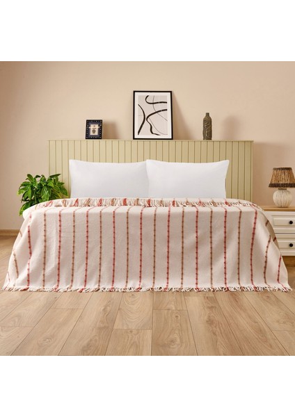 Soft Elvia Pamuklu Çift Kişilik Battaniye - Krem - 200X220 cm