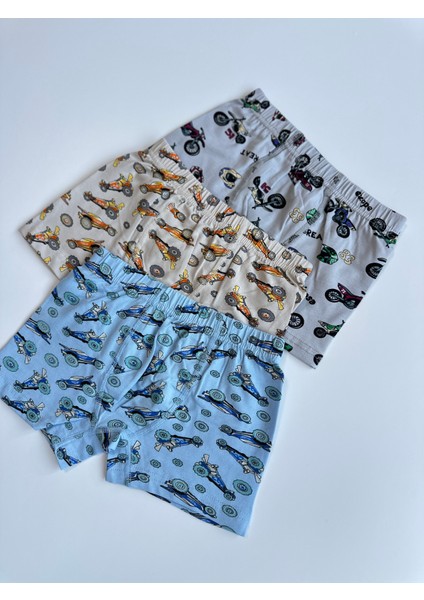 Erkek Çocuk 3'lü Araba Desenli Pamuklu Boxer Seti fiyatları