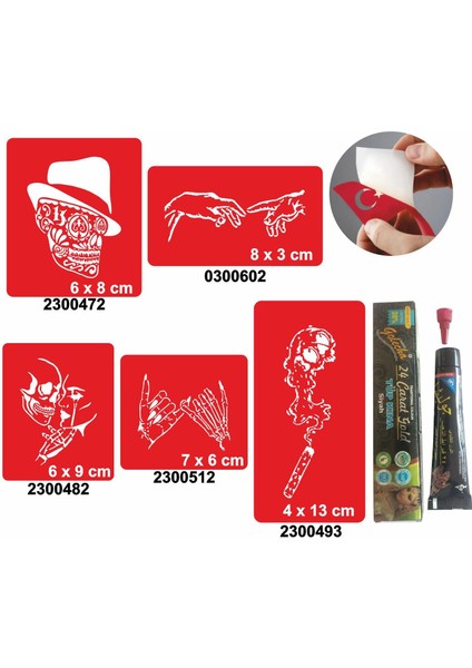 Dumanlı Kurukafa Hint Kınası ile Geçici Dövme Yapma Seti