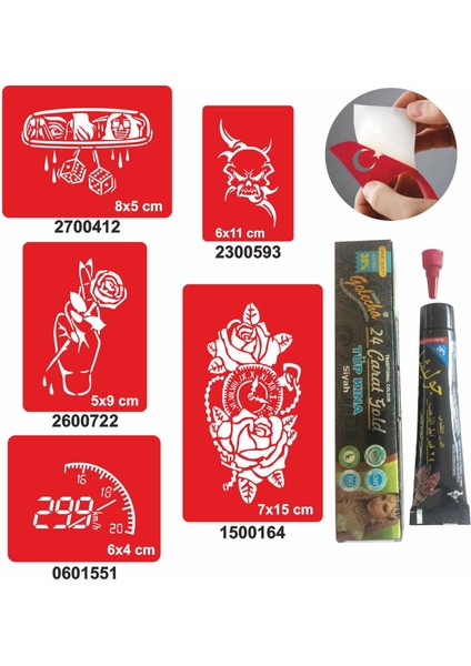 Ibre Hız Desenleri Hint Kınası ile Geçici Dövme Yapma Seti