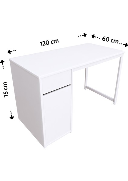 Beyaz 60X120 cm Çalışma Masası, Bilgisayar Masası, Ofis Masası Çekmeceli, Dolaplı, Raflı modelleri