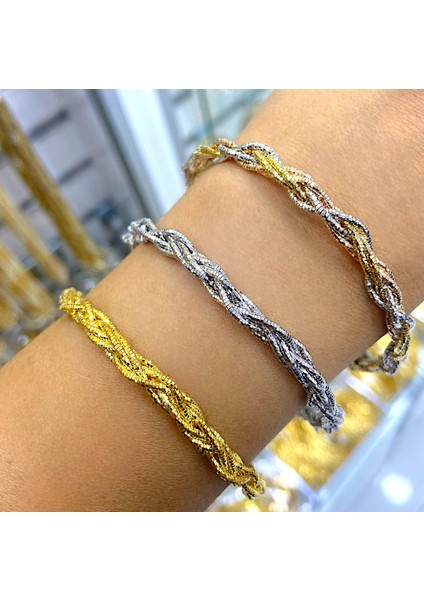 925 Ayar Gümüş Kalın Örgü Italyan Bileklik