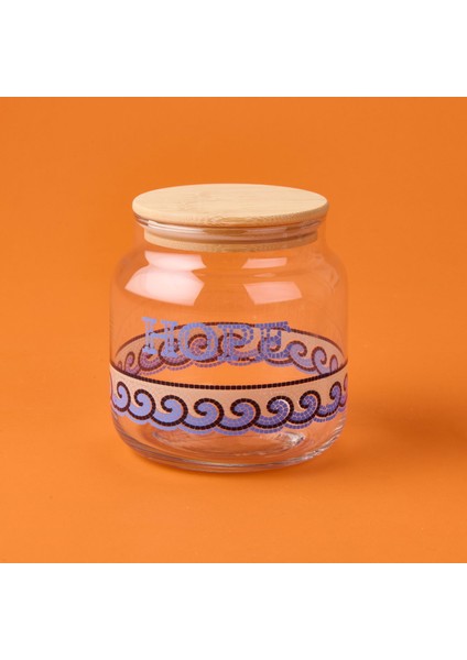 Blue Mosaiq Hope Kapaklı Cam Kavanoz - Renkli - 635 ml