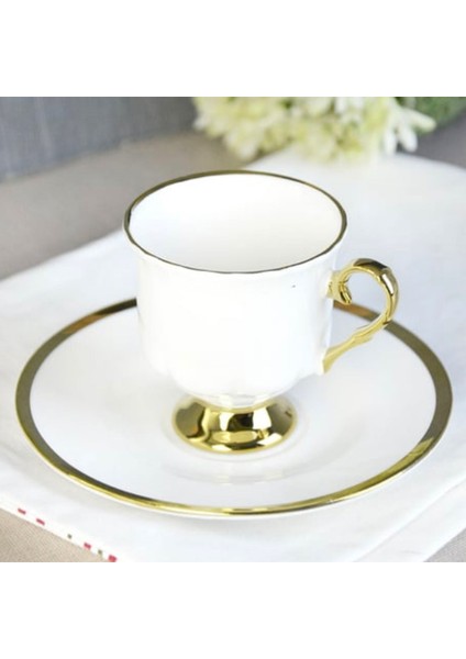 Laila Yaldızlı 6'lı Kahve Fincanı - Beyaz / Altın fiyatları