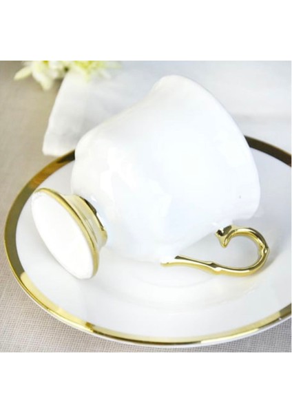 Laila Yaldızlı 6'lı Kahve Fincanı - Beyaz / Altın modelleri