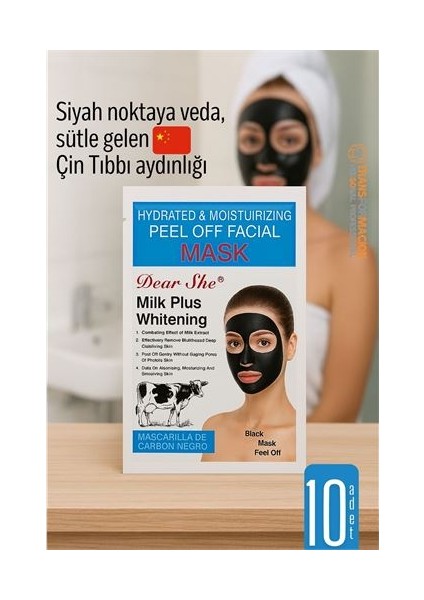 Milk Plus Siyah Maske – Yüz Maskesi Peeloff, Beyazlatıcı Etkili