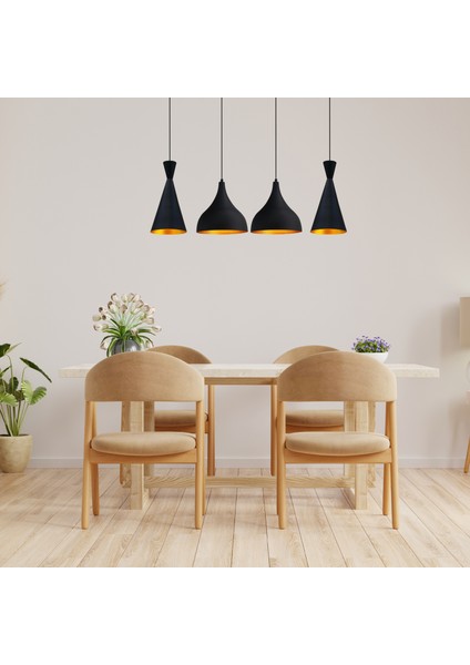 Siyah Dörtlü Minas Avize Sarkıt Yemek Masaüstü Iç Mekan Pastane Ofis Dükkan Modern Restoran fiyatları