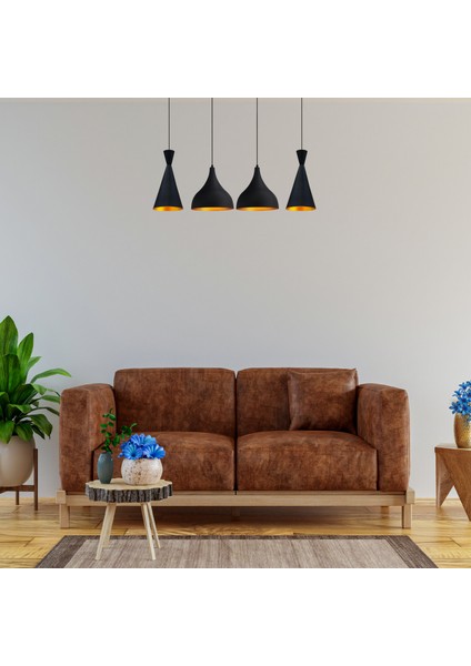 Siyah Dörtlü Minas Avize Sarkıt Yemek Masaüstü Iç Mekan Pastane Ofis Dükkan Modern Restoran modelleri