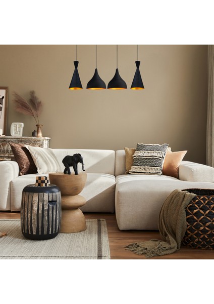 Siyah Dörtlü Minas Avize Sarkıt Yemek Masaüstü Iç Mekan Pastane Ofis Dükkan Modern Restoran fırsatları