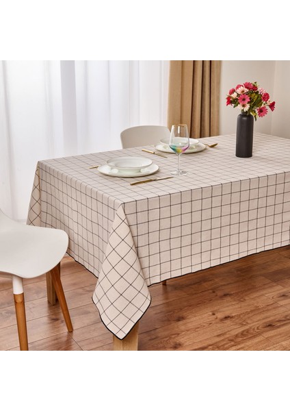Trallies Masa Örtüsü - Ekru / Siyah - 150X220 cm