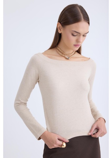 Kayık Yaka Uzun Kol Triko Bluz fiyatları