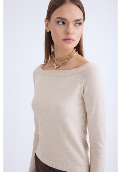 Kayık Yaka Uzun Kol Triko Bluz modelleri