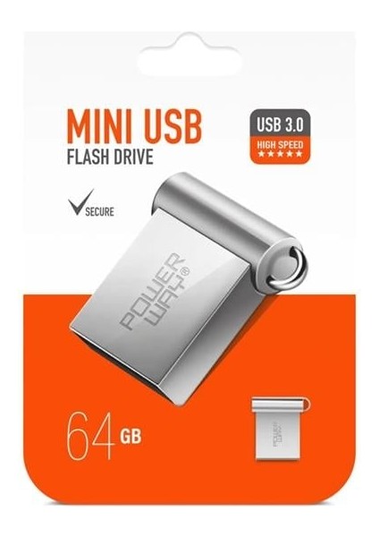 Powerway 64GB USB 3.0 Metal Mini Flash Bellek