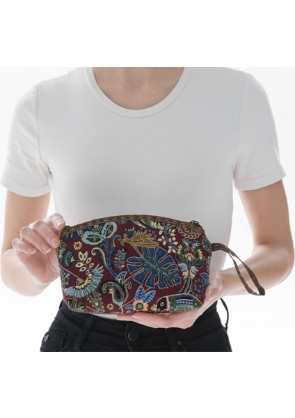Iran Işi El Yapımı Etnik Desenli Fermuarlı Orta Boy Cüzdan