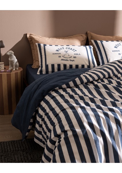 Olivier Çift Kişilik %100 Pamuk Ranforce Baskılı Nevresim Takımı - Lacivert fiyatları
