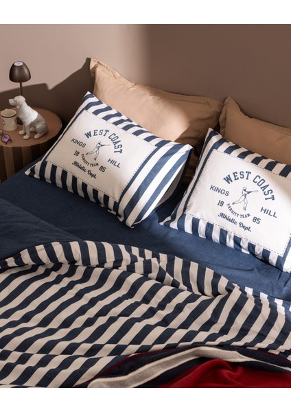 Olivier Çift Kişilik %100 Pamuk Ranforce Baskılı Nevresim Takımı - Lacivert modelleri