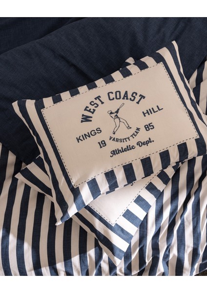 Olivier Çift Kişilik %100 Pamuk Ranforce Baskılı Nevresim Takımı - Lacivert indirimleri