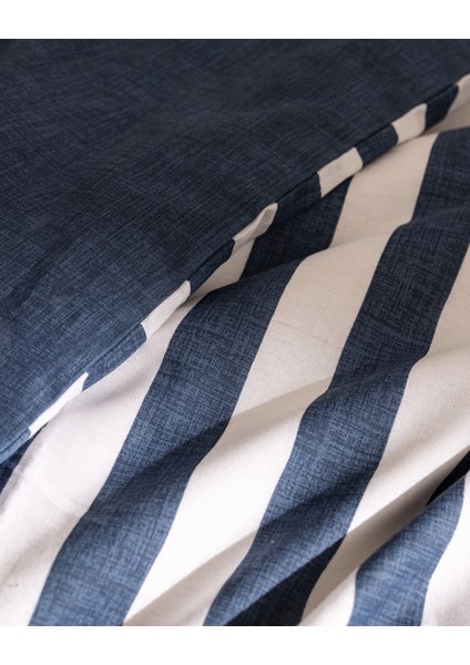 Olivier Çift Kişilik %100 Pamuk Ranforce Baskılı Nevresim Takımı - Lacivert