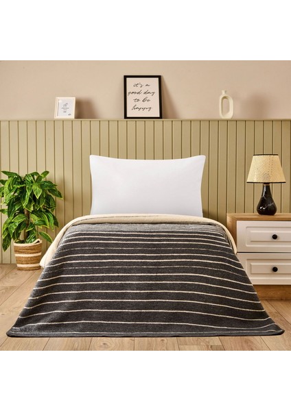 Soft Victor Pamuklu Tek Kişilik Battaniye - Antrasit - 150X200 cm