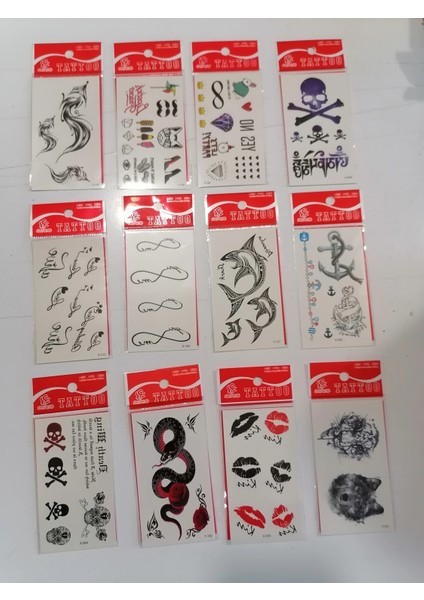 12 Adet Birden Minimal Yapıştırma Dövme Model 8