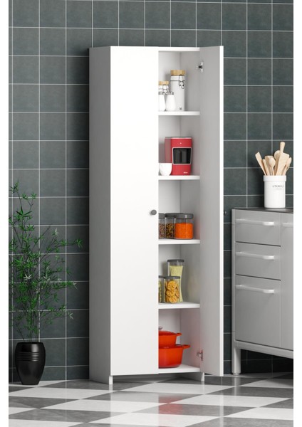 Liza Beyaz Çok Amaçlı 2 Kapaklı Dolap